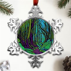 Spectral Forest Nature Metal Small Snowflake Ornament