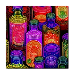 Bottles Colorful Tile Coaster by uniart180623