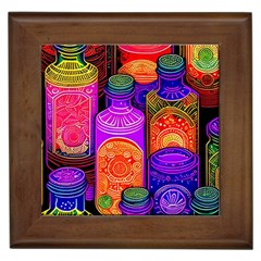 Bottles Colorful Framed Tile by uniart180623