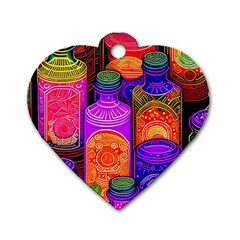 Bottles Colorful Dog Tag Heart (one Side)