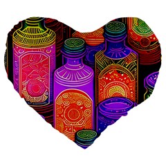 Bottles Colorful Large 19  Premium Heart Shape Cushions by uniart180623