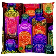 Bottles Colorful Large Premium Plush Fleece Cushion Case (two Sides) by uniart180623