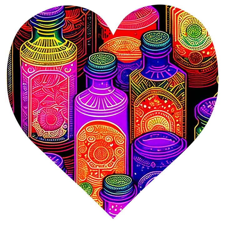 Bottles Colorful Wooden Puzzle Heart