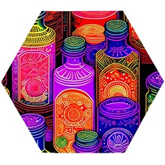 Bottles Colorful Wooden Puzzle Hexagon by uniart180623