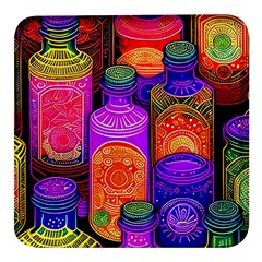 Bottles Colorful Square Glass Fridge Magnet (4 Pack) by uniart180623