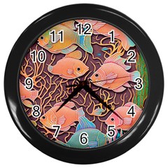 Tropical Fish Wall Clock (black) by uniart180623