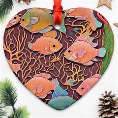 Tropical Fish Heart Ornament (two Sides) by uniart180623