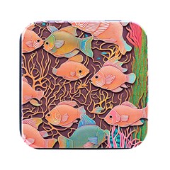 Tropical Fish Square Metal Box (black)