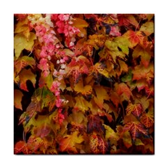 Red and Yellow Ivy  Tile Coaster