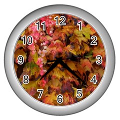 Red And Yellow Ivy  Wall Clock (silver) by okhismakingart