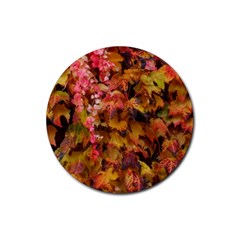 Red and Yellow Ivy  Rubber Coaster (Round)