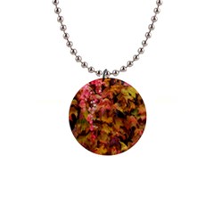 Red And Yellow Ivy  1  Button Necklace by okhismakingart