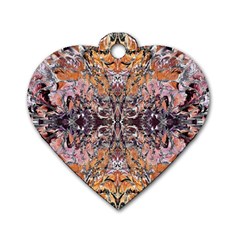 Ochre On Pink Arabesque Dog Tag Heart (one Side) by kaleidomarblingart