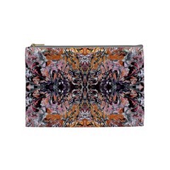 Ochre On Pink Arabesque Cosmetic Bag (medium) by kaleidomarblingart