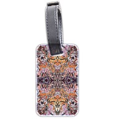 Ochre On Pink Arabesque Luggage Tag (two Sides) by kaleidomarblingart