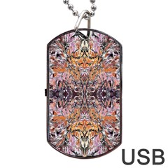 Ochre On Pink Arabesque Dog Tag Usb Flash (one Side) by kaleidomarblingart