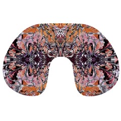 Ochre On Pink Arabesque Travel Neck Pillow by kaleidomarblingart