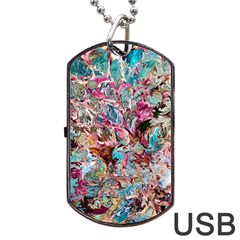 Pink Petals Blend Dog Tag Usb Flash (one Side) by kaleidomarblingart