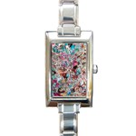 Pink Petals Blend Rectangle Italian Charm Watch Front