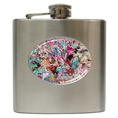 Pink Petals Blend Hip Flask (6 Oz) by kaleidomarblingart