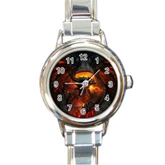 Dragon Art Fire Digital Fantasy Round Italian Charm Watch