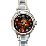 Dragon Art Fire Digital Fantasy Round Italian Charm Watch Front