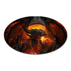 Dragon Art Fire Digital Fantasy Oval Magnet by Bedest