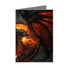 Dragon Art Fire Digital Fantasy Mini Greeting Card by Bedest