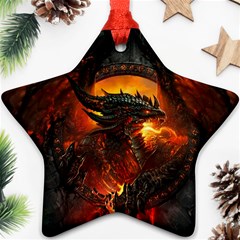 Dragon Art Fire Digital Fantasy Star Ornament (two Sides) by Bedest