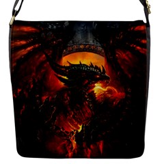 Dragon Art Fire Digital Fantasy Flap Closure Messenger Bag (s) by Bedest