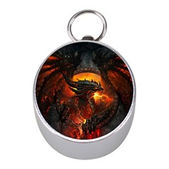 Dragon Art Fire Digital Fantasy Mini Silver Compasses by Bedest