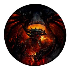 Dragon Art Fire Digital Fantasy Round Glass Fridge Magnet (4 Pack)