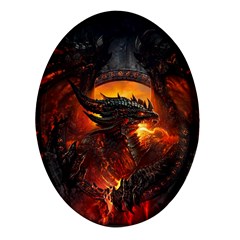 Dragon Art Fire Digital Fantasy Oval Glass Fridge Magnet (4 Pack)