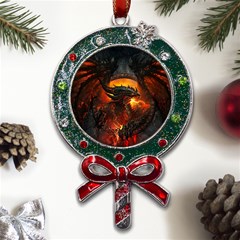 Dragon Art Fire Digital Fantasy Metal X mas Lollipop With Crystal Ornament by Bedest