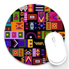 Abstract A Colorful Modern Illustration--- Round Mousepad by Bedest