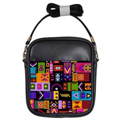 Abstract A Colorful Modern Illustration--- Girls Sling Bag by Bedest