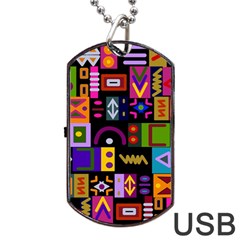 Abstract A Colorful Modern Illustration--- Dog Tag Usb Flash (two Sides) by Bedest