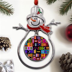 Abstract A Colorful Modern Illustration--- Metal Snowman Ornament by Bedest