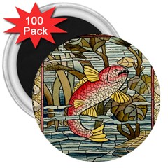 Fish Underwater Cubism Mosaic 3  Magnets (100 Pack) by Bedest