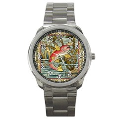 Fish Underwater Cubism Mosaic Sport Metal Watch by Bedest