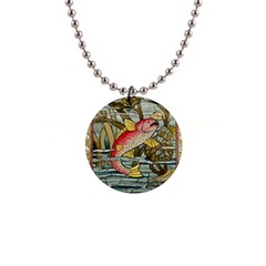 Fish Underwater Cubism Mosaic 1  Button Necklace by Bedest