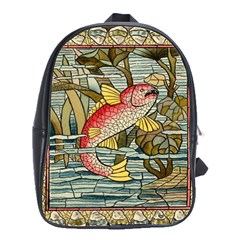 Fish Underwater Cubism Mosaic School Bag (large) by Bedest