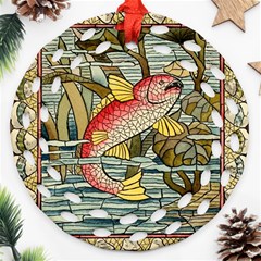 Fish Underwater Cubism Mosaic Round Filigree Ornament (two Sides) by Bedest