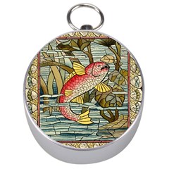 Fish Underwater Cubism Mosaic Silver Compasses by Bedest