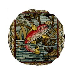 Fish Underwater Cubism Mosaic Standard 15  Premium Flano Round Cushions by Bedest