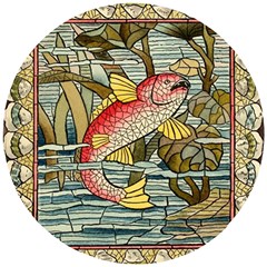 Fish Underwater Cubism Mosaic Wooden Puzzle Round by Bedest