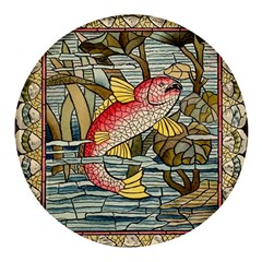 Fish Underwater Cubism Mosaic Round Glass Fridge Magnet (4 Pack) by Bedest