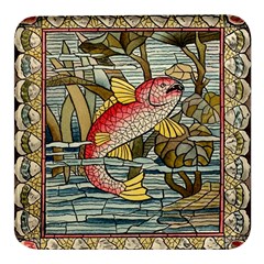 Fish Underwater Cubism Mosaic Square Glass Fridge Magnet (4 Pack) by Bedest