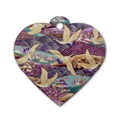 Textile-fabric-cloth-pattern Dog Tag Heart (one Side) by Bedest