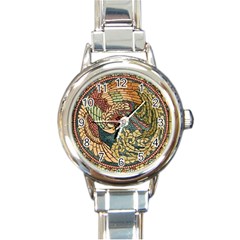 Wings-feathers-cubism-mosaic Round Italian Charm Watch by Bedest